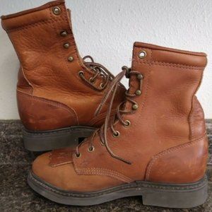 Double H Shoes | Women's Sz 5.5 Double H Leather Western Kiltie Lace Up Ankle Boots | Color: Black/Brown | Size: 5.5 | Atomblison's Closet